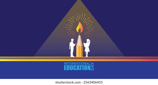 International Day of Education creative banner poster social media cover profile post design idea concept. International Education Day, Happy Teacher's Day