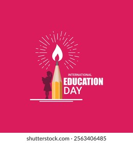 International Day of Education creative banner poster social media cover profile post design idea concept. International Education Day, Happy Teacher's Day