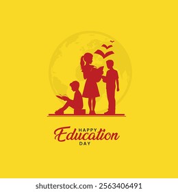 International Day of Education creative banner poster social media cover profile post design idea concept. International Education Day, Happy Teacher's Day