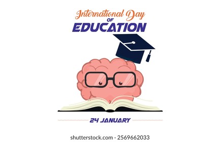 international day of education creative banner, poster, social media post, postcard, background, backdrop, template, greetings card design etc. international education day.