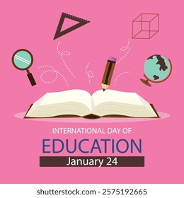 International Day of Education creative banner poster social media cover profile post design idea concept. International Education Day, Happy Teacher's Day