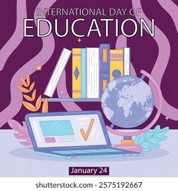 International Day of Education creative banner poster social media cover profile post design idea concept. International Education Day, Happy Teacher's Day