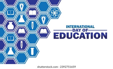 International Day Of Education. Holiday concept. Template for background, banner, card, poster with text inscription. Vector illustration