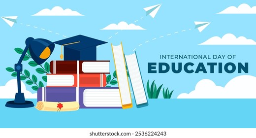 international day of education horizontal banner illustration