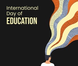 International Day Of Education, January 24th, Concept For Education, Flat Vector Illustration, Pencil Art, Blue, Dedicated To Education, Vector Graphic, Flat Design, World Students Day, November 17th
