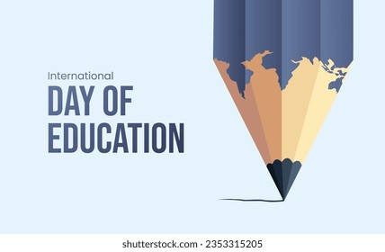 International Day of Education, January 24th, concept for education, Flat vector illustration, Pencil art, blue, dedicated to education, vector graphic, flat design, World Students Day, November 17th