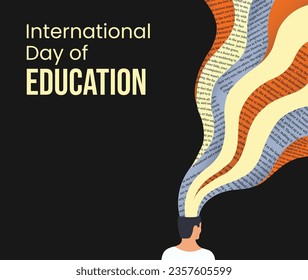 International Day of Education, January 24th, concept for education, Flat vector illustration, Pencil art, blue, dedicated to education, vector graphic, flat design, world students day, November 17th