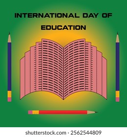 International Day of Education January 24th, concept for education, vector illustration, Pencil art, dedicated to education.