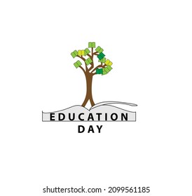  Día Internacional de la Educación post carro vector, árbol , libro 