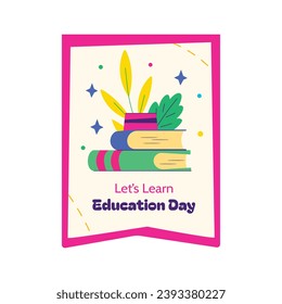 International Day of Education sticker. Happy International Education day celebration. January 24. Cartoon Vector illustration Template for sticker, Card, post.