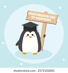 International Day of Education vector design for celebration. Suitable for background, template, social media, poster, flyer design, flat illustration, banner,  etc 