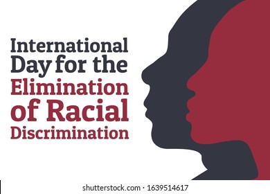 The International Day for the Elimination of Racial Discrimination. 21 March. Holiday concept. Template for background, banner, card, poster with text inscription. Vector EPS10 illustration
