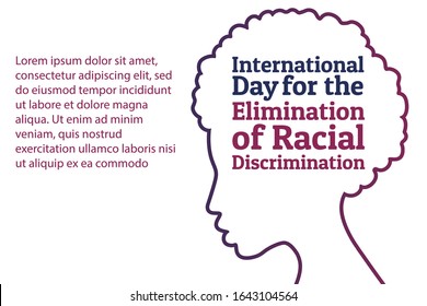 The International Day for the Elimination of Racial Discrimination. 21 March. Holiday concept. Template for background, banner, card, poster with text inscription. Vector EPS10 illustration