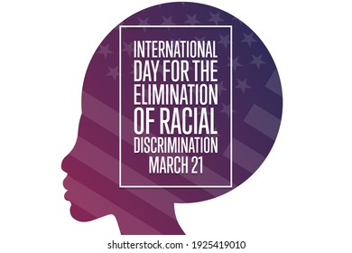 International Day for the Elimination of Racial Discrimination. March 21. Holiday concept. Template for background, banner, card, poster with text inscription. Vector EPS10 illustration