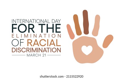 International day for the Elimination of Racial Discrimination is observed ever year on March 21, Vector illustration design