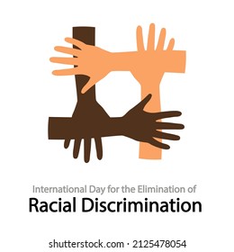 International Day for the Elimination of Racial Discrimination hands, vector art illustration.