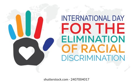 El Día Internacional de la Eliminación de la Discriminación Racial se celebra todos los años en marzo. Diseño de ilustraciones vectoriales de vacaciones, afiche, tarjeta y fondo.