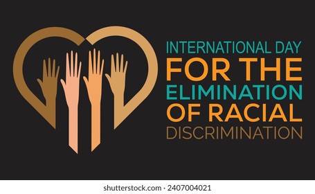 El Día Internacional de la Eliminación de la Discriminación Racial se celebra todos los años en marzo. Diseño de ilustraciones vectoriales de vacaciones, afiche, tarjeta y fondo.