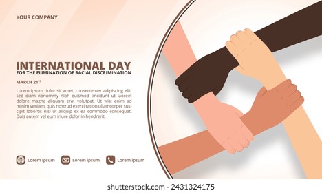 The International Day for the Elimination of Racial Discrimination with different color hands