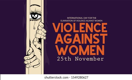 International day for the elimination of Violence Against Women" on white silhouette of human hand with the day, 
