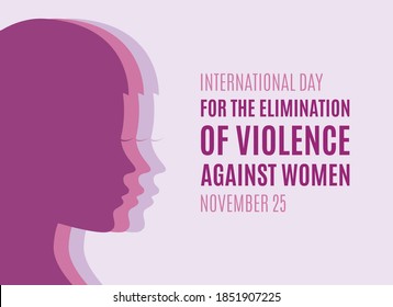 International Day for the Elimination of Violence against Women vector. Woman face profile purple silhouette icon. Pretty girl profile face silhouette. Stop violence against women icon. Important day