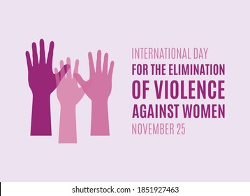 International Day for the Elimination of Violence against Women vector. Woman hand purple silhouette vector. Female pink hands silhouette icon. Stop violence against women vector. Important day
