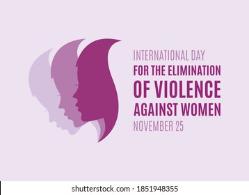 International Day for the Elimination of Violence against Women vector. Woman face profile purple silhouette vector. Pretty girl profile face silhouette vector. Stop violence against women vector