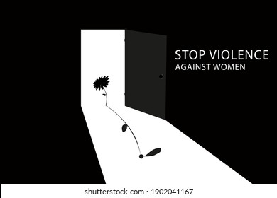 International day for elimination of  violence against women on black ground. Vector illustration.