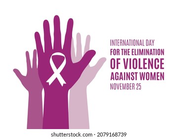 International Day for the Elimination of Violence against Women vector. Woman hand with awareness ribbon vector. Female purple hands up silhouette icon. Stop violence against women vector