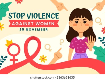 International Day for the Elimination of Violence Against Women Vector Illustration on 25 November with Girls and Flower Background Cartoon Design