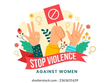 International Day for the Elimination of Violence Against Women Vector Illustration on 25 November with Girls and Flower Background Cartoon Design