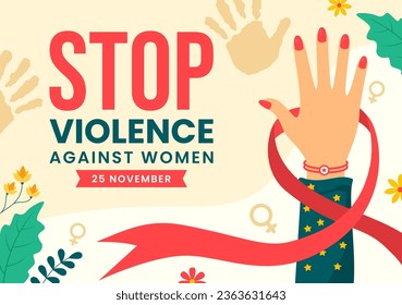 International Day for the Elimination of Violence Against Women Vector Illustration on 25 November with Girls and Flower Background Cartoon Design