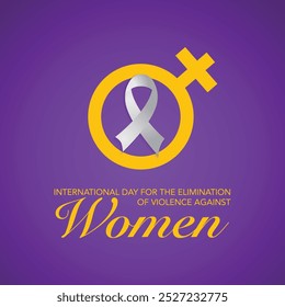 International Day for the Elimination of Violence against Women vector. Woman purple profile with white awareness ribbon silhouette vector. Stop violence against women design element. Important day