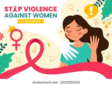 International Day for the Elimination of Violence Against Women Vector Illustration on 25 November with Girls and Flower Background Cartoon Design