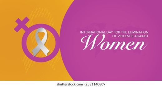 International Day for the Elimination of Violence against Women vector. Woman purple profile with white awareness ribbon silhouette vector. Stop violence against women design element. Important day