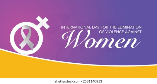 International Day for the Elimination of Violence against Women vector. Woman purple profile with white awareness ribbon silhouette vector. Stop violence against women design element. Important day