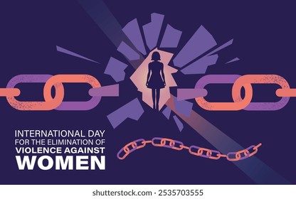 Dia internacional para a eliminação da violência contra as mulheres, pare a violência contra as mulheres Banner Background Brocken chain