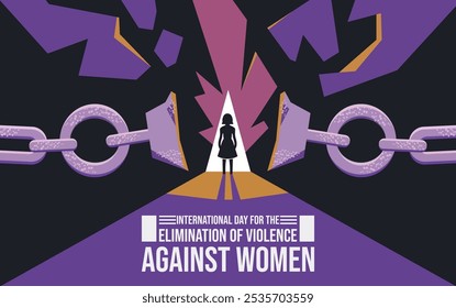 Dia internacional para a eliminação da violência contra as mulheres, pare a violência contra as mulheres Banner Background Brocken chain