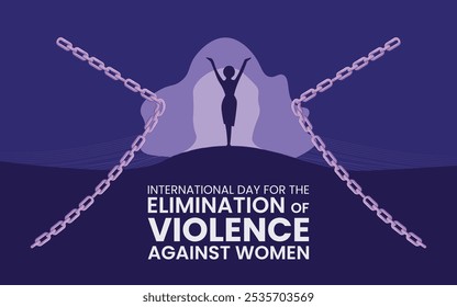 Dia internacional para a eliminação da violência contra as mulheres, pare a violência contra as mulheres Banner Background Brocken chain