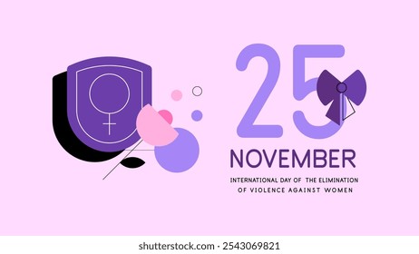 Dia Internacional da Eliminação da Violência contra as Mulheres. Banner da Web, ilustração simples. Arquivo vetorial.