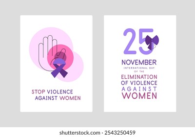 International day of the elimination of violence against women. Posters, cards, flat illustration. Vector file.