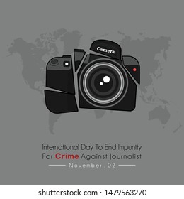 International Day to End Impunity for Crime Against Journalist with crash Journalist Camera Photo