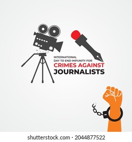 International Day to End Impunity for Crimes against Journalists. Creative Vector illustration for World Press Freedom Day concept.