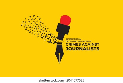 International Day to End Impunity for Crimes against Journalists. Creative Vector illustration for World Press Freedom Day concept.