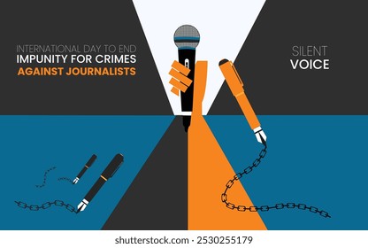 Día Internacional para Poner Fin a la Impunidad de los Crímenes contra Periodistas. Concepto de Ilustración vectorial Creativa para el Día Mundial de la Prensa Libre. Reportero