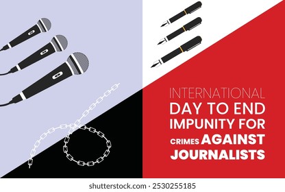 International Day to End Impunity for Crimes against Journalists. Creative Vector illustration for World Press Freedom Day concept. Reporter