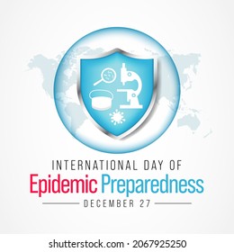 El Día Internacional de Preparación para Epidemias se celebra todos los años el 27 de diciembre, para apoyar los esfuerzos por construir sistemas sólidos de preparación para emergencias y epidemias. Ilustración del vector