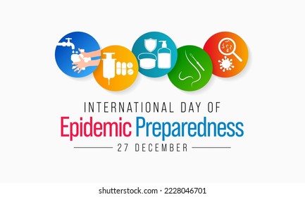 El Día Internacional de Preparación para Epidemias se celebra todos los años el 27 de diciembre, para apoyar los esfuerzos por construir sistemas sólidos de preparación para emergencias y epidemias. Ilustración del vector