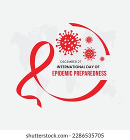 Día internacional de preparación para epidemias, ilustración vectorial, volante, cartel, publicación en medios sociales, afiche, tipografía, íconos, mano, tierra, escudo, lecciones, distanciamiento social, Covid 19, Coronavirus