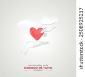 International Day for the Eradication of Poverty design for banner, social media, 3D Illustration